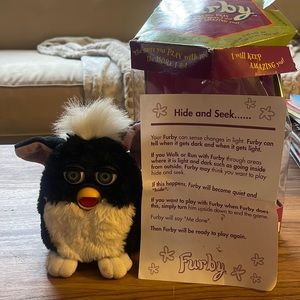 Black and white furby original first edition 1997 with insert and box
